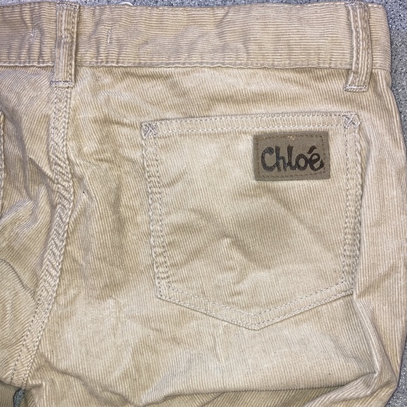 CHLOE Vintage NWT Sz 40 SUPER RARE pinwale tan corduroys with split hem BOHO - Picture 4 of 10
